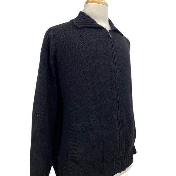 Fred Hayman Men's Casual Beverly Hills Black Full Zip Knit Sweater Size 52" - Picture 3 of 6
